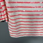 J.Crew Collection Women's White/Pink Sequin Striped Preppy T-Shirt - Size Small Photo 3
