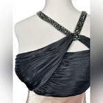 Adrianna Papell Vintage NWT  Champagne Black Asymmetrical Neckline Gown Dress Photo 11