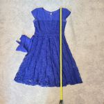 Dressbarn Blue Lace Midi Dress Sz 6 Cap Sleeve Boat Neck A Line Tie Waist Flora Photo 4