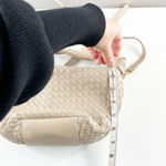 Giorgia Milani Leather Woven Shoulder Crossbody Bag Purse Beige Tan Photo 5