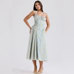 House Of CB ‎ Adabella Floral Pleated Halter Sundress in Light Blue NWOT size L Photo 2