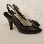 Liuid Shoes Black Leather Upper Slingback Peep Heel Size 6 Photo 2