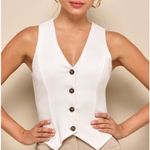 Lulus Cream Button Front Sleeveless Vest Top XS Photo 2