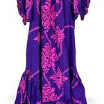 Vintage Hilo Hattie Purple Pink Floral Midi Hawaiian Dress Womens XS Ruffled 90s Photo 0