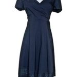 T Tahari Women's Cotton Faux Wrap Floral Embroidered Fit & Flare Midi Dress 10 Photo 0