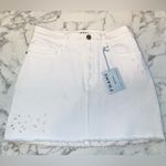 frame denim NEW Frame Embroidered White Denim Mini Skirt Photo 4