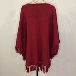 TASI Malibu sweater poncho with tassel fringe and southwest/aztec embroidery M Photo 1