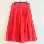 Madewell Smocked-Waist Button-Front Midi Skirt Size M Photo 4