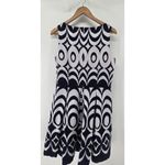 Taylor Dress Women's 14 Navy & White Jacquard Fit & Flare Cruise Vacation Beach Black Size 14P Photo 1