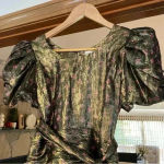 Love Shack Fancy Black And Gold Metallic Mercy Mini Dress in Midnight Vine Photo 3