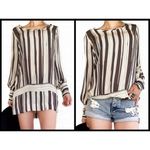💕NILI LOTAN💕 100% Silk Striped Tunic Dress ~ Neutral Grey & Off Photo 1