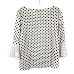 Green Envelope Black and White Polka Dot Blouse Business Casual Top Size M Photo 3