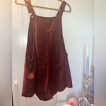 Roxy NWT  Women's Silver Sky Again Bib Overall Shorts In Chocolate Burgundy Photo 2