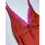 Victoria's Secret Vintage Silk Chemise Slip Dress Coral Pink Lace V Neck M Photo 8