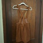 Anthropologie  Faux Suede Skirt Pinafore Brown Overalls Size 2 Photo 5
