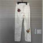 Reformation White Cynthia Straight Leg Mid Rise Denim Jeans Size 24 Floral Photo 6