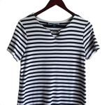 Karen Scott Women T-shirt Dress Navy Striped M Blue White Casual Preppy Coastal Photo 5