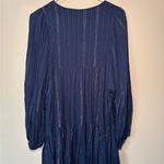 Lulus  Navy Blue Striped Long Sleeve Tiered Swing Dress Metallic Boho Siz… Photo 8