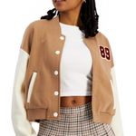 Hippie Rose  Juniors Varsity Lightweight Bomber Sweater Jacket Photo 0