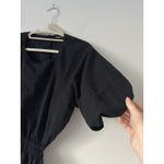 Madewell  Seersucker Black Puff Sleeve Cutout Mini Dress Size Medium Preppy Photo 6