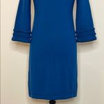 Etcetera  Blue Knee-Length Sweater Dress Size Medium Photo 8