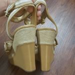 Coach  Tan Cream Chic Leather Strappy Chic Feminine Summer Wedge Sandals Size 10 Photo 3