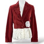 Vintage 70s Velvet Lace Reworked Whimsical Dainty Jacket Size Small Brown Photo 1