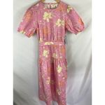 MELLODAY Floral Short Sleeve Open Back Midi Dress Pink Size Small Photo 4