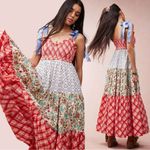 Free People Bluebell Maxi Dress Cherry Combo Medium NWT Picnic Prairie Bohemian Photo 13