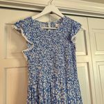Lost + Wander pick me blue floral shirt ruffle smocked midi dress small Photo 4
