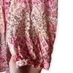 ZARA  Boho Patchwork Floral Dress Pink Red Long Sleeve Tassel Tie Mini Sz Small Photo 5