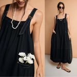 Free People  Oversized Chambray Denim Machu Barrel Midi Dress Black Size Medium Photo 1