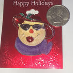 Vintage Red Hat Society Enamel Glitter Holiday Winter Christmas Brooch Pin Photo 2