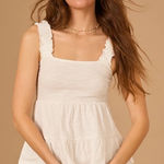 Altar'd State Altar’d State Kelly Tiered Babydoll Smocked Tank White size‎ medium Photo 0