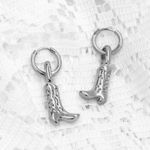 Stainless Steel Silver Cowboy Boot Earrings Photo 2