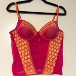 Rampage Vintage Fuchsia Orange Lace Balconette Corset Bustier Sexy Lingerie Top Photo 0