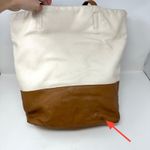 DKNY  Two-Tone‎ Leather Tote Cream Cognac Photo 4