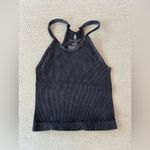 Free People  Happiness Runs Long Crop Tank Washed Black M/L Photo 3