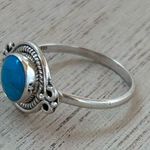 NEW 925 Sterling Silver Ladies Circle Cut Turquoise Ring Western Jewellery Blue Photo 4