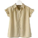 Max Studio NWT Yellow & White Gingham Ruffle Top Photo 0