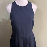 Gap Banana Republic Navy high neck tie back pleated cutout skirt midi dress Photo 8