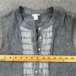 J.Crew Chambray Sleeveless Ruffle Scallop Top Women's 4 Gray Blue Button E9030 Photo 4