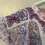 Robert Graham blue, pink and red paisley print embroidered sleeveless blouse Photo 3