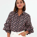 Hyacinth House Ruffle Sleeve Button Down Noah Blouse Size Medium Tuckernuck Pink Photo 0