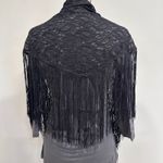 Do Everything In Love NWT Free People x  Black Lace Fringe Kimono Shawl Cardigan Photo 5