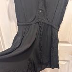Gap  Womens Black Button‎ Down Drawstring Waist Short Sleeve Romper Jumpsuit L Photo 2