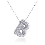 Silver Tone Initial Letter B Pave Crystal Bubble Charm Pendant Necklace New Photo 0