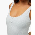 We Wore What  Henley Flare Leg Jumpsuit Gray Stretch Cotton Athleisure Small NWT Photo 2