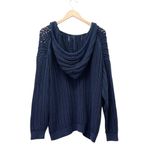 Aritzia Wilfred Free Cotton Open Knit Hoodie Sweater Navy Blue Sz Large Slouchy Pullover Photo 2