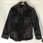 ADRIENNE LANDAU FAUX LEATHER FAUX FUR JACKET. XS Brown Photo 5